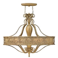 Carabel Brushed Champagne Six-Light Oval Pendant