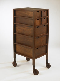 Mahogany Rolling Dresser with Turned Cocobolo Wheels