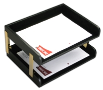 A1072: Black Leather 2 Side Load Trays
