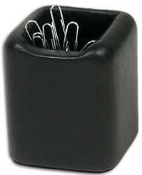 A1089: Black Leather Paper Clip Holder