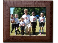 A2036: Brown Crocodile Embossed Leather 8x10 Photo Frame