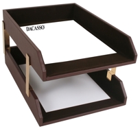 A3421: Chocolate Brown Leather Double Legal Trays