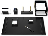 D1220: Rustic Black Leather 10Pc Desk Set