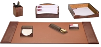 D2004: Brown Crocodile Embossed Leather 7Pc Desk Set