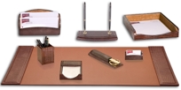 D2012: Brown Crocodile Embossed Leather 8Pc Desk Set