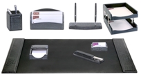D2220: Black Crocodile Embossed Leather 10Pc Desk Set