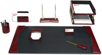 D7020: Two-Toned Leather 10 Pc Desk Set