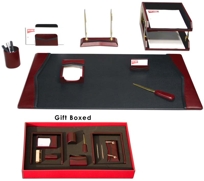 D7020-GIFT: Two-Toned Leather 10 Pc Desk Set
