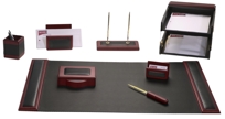 D8020: Rosewood & Leather 10Pc Desk Set