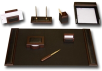 D8412: Walnut & Leather 8Pc Desk Set
