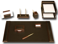 D8420: Walnut & Leather 10Pc Desk Set