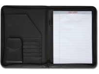 E1202: Black Split-Grain Deluxe Zip-Around Padfolio