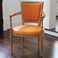 Orange Leather Arm Chairs - Set of 2