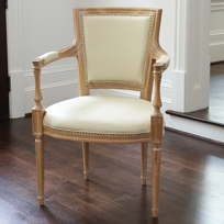 Ivory Leather Arm Chairs - Set of 2