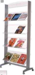 Single-sided «S» and « XL» literature displays Metal or Acrylic shelves