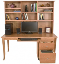 Computer Workstation: Desk, Bookcase and Hutch