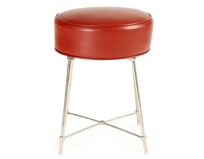 Red Leather & Steel Stool