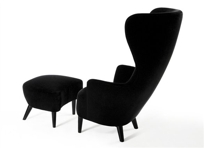 Wingback Footstool-Black Legs
