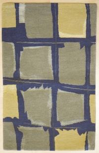 Silk Road Weaves: BRUSHWORKS collection /  Blockworks 3 - Wool and Silk, 100 knot, shown 24" x 36 " sample section