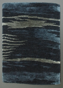 Silk Road Weaves: BRUSHWORKS collection /  BrushStrokes-Dive-In Blues - Wool and Silk, 100 knot, shown 24" x 36 " sample