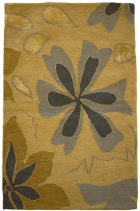 Silk Road Weaves: FLORA collection /  Herbal Graphix - wool and silk 100 knots - shown 24" x 36" sample section