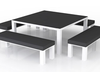 Rok outdoor dining set with benches