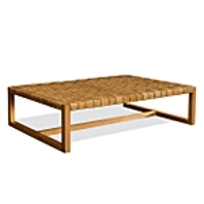 Beachside Modern Woven Leather Cocktail Bench