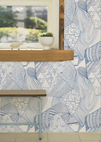 Topo Azul, handmade designed wallpaper