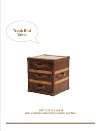 LEATHER TRUNK END TABLE