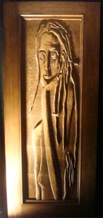 Rustic Carved Wood Entrance Door "Dreamer"