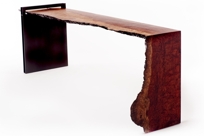 Live Edge L Console - Metal Base