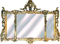 Over-mantle mirror in George III style.