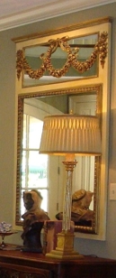 French Reproduction Cream-Gold Trumeau - 39"W x 60"H
