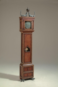 Lido Finish Mahogany and Crocodile Embossed Leather Floor Clock