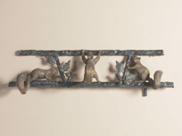 Verdigris Patina and Antique Brass Squirrel Wall Coat Hanger