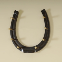 Antique Aubergine Finished Mounted Horseshoe Coat Rack, Antique Brass Accents