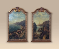 Set of Two Hand Painted Multicolored Coromandel Wall Panels, Campania Motif