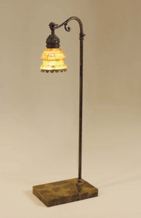 Black Iron Finished Task Floor Lamp, Gold Agate Stone Base, Verdigris Brass Patina