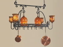Natural Finished Iron Kitchen Island Chandelier, Penshell and Faux Tortoise Shell Globes