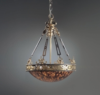 Finely Cast Brass, Iron and Penshell Empire Chandelier
