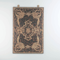 Mottled Brown and Gold Metal Leaf Crackled Coromandel Wall Panel, Tapestry Decoration