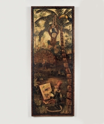Hand Painted Coromandel Wall Panel, Singerie Motif with Palm Tree