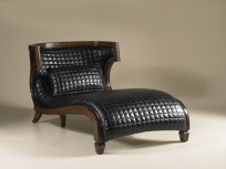Briarwood Finished Chaise Lounge, Quilted Bentley Black Leather Upholstery