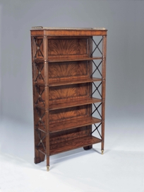 Regency Finished Mahogany and Iron Etagere Bookcase, Antique Sherwood Brass Mounts