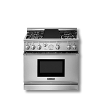 36" Pro Grand All-Gas Self-Cleaning Range with 4 Star Burners (2 W/ ExtraLow) and Electric Griddle PRG364EDG