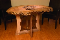Burl Top Circle Base Table