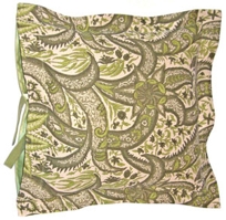 cabana paisley print linen pillow in moss by michele varian