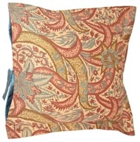 cabana paisley print linen pillow in rust by michele varian