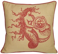 mermaid linen pillow by kevin o'brien