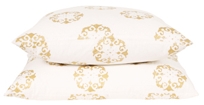 monaco block printed bed linens & pillows in gold